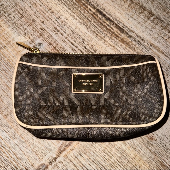 Michael Kors Brown and Gold Zip Pouch - Picture 1 of 4